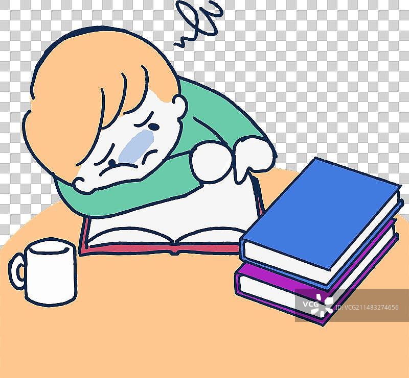 学生乏味阅读的瞬间图片素材