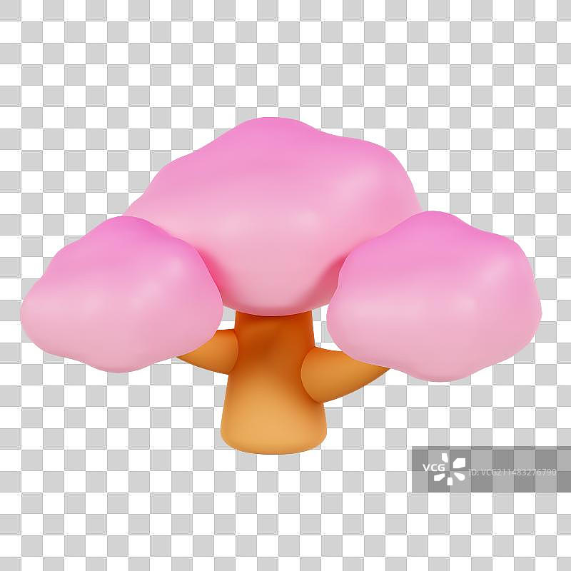 3D渲染的春天樱花树植物树木元素图片素材