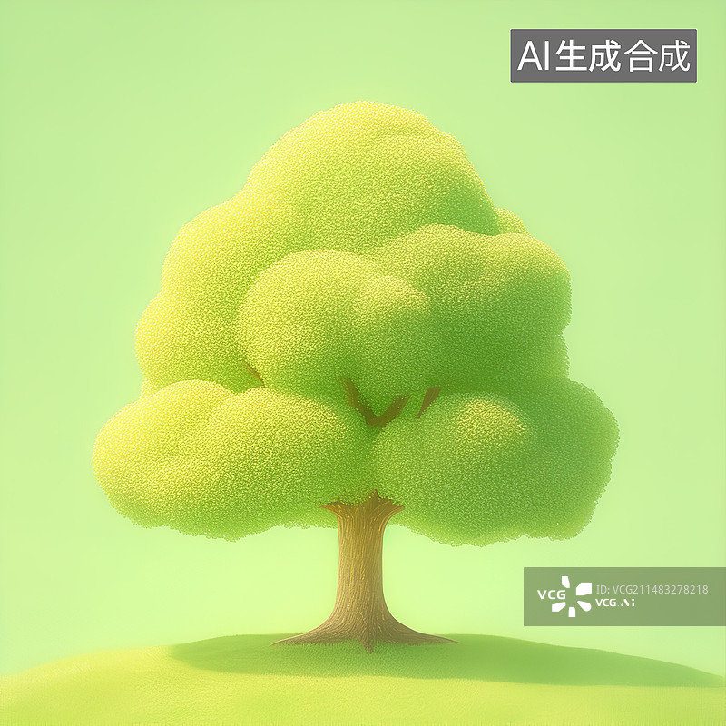 【AI数字艺术】毛绒质感3D树木元素图片素材