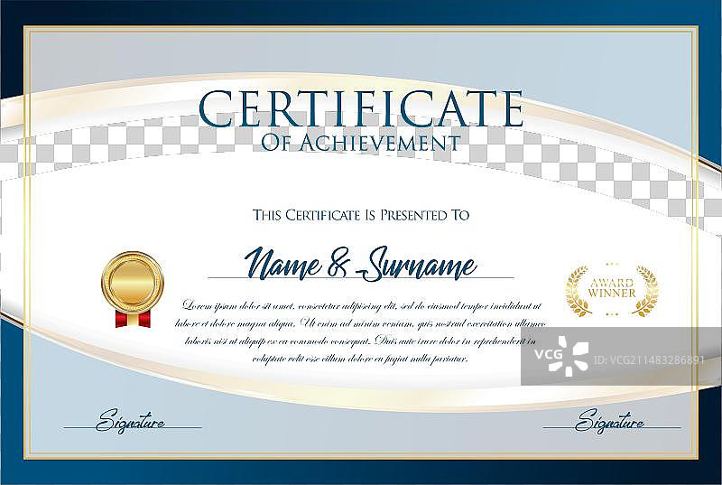 带金色印章和彩色设计的证书图片素材