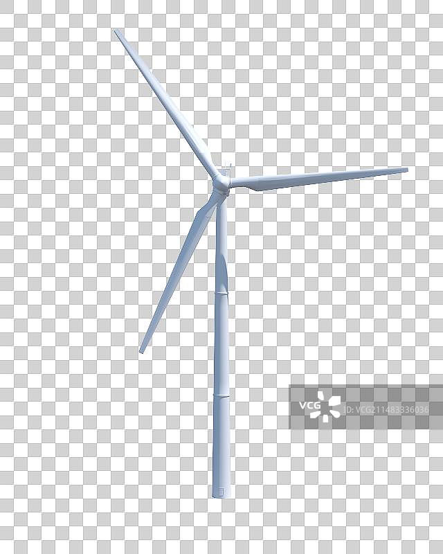 3D晴空下的风机低角度视图图片素材