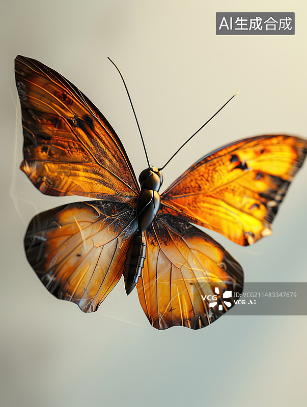 【AI数字艺术】蝴蝶在花上授粉的特写镜头图片素材