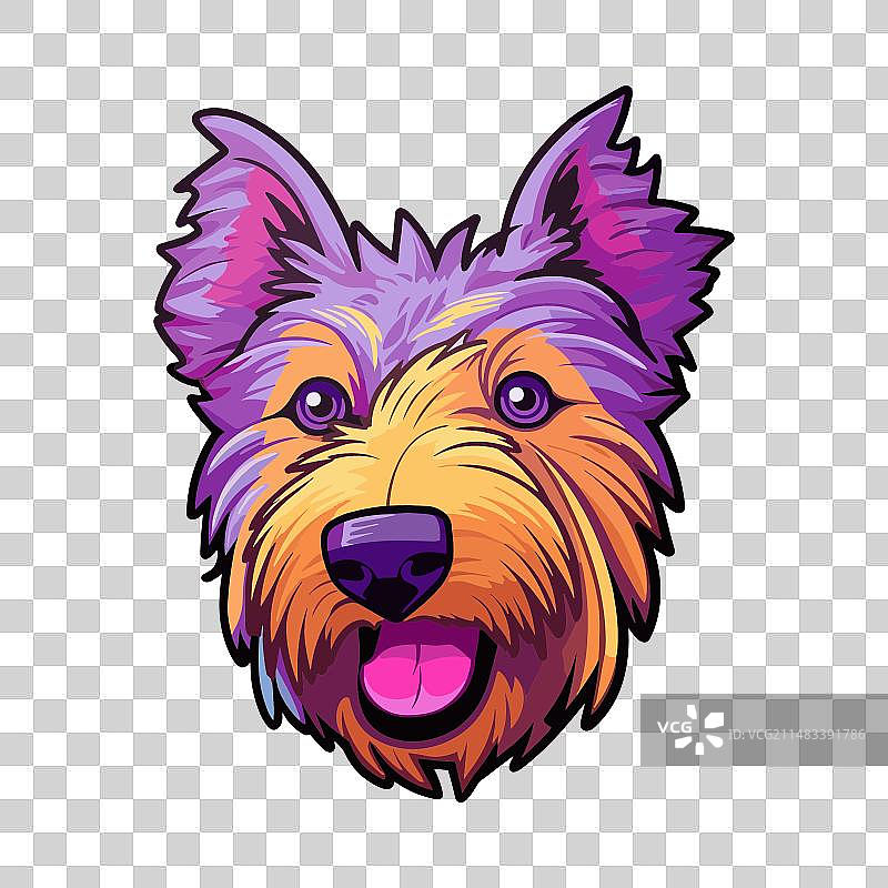 彩色卡通风格的皮卡第牧羊犬图片素材