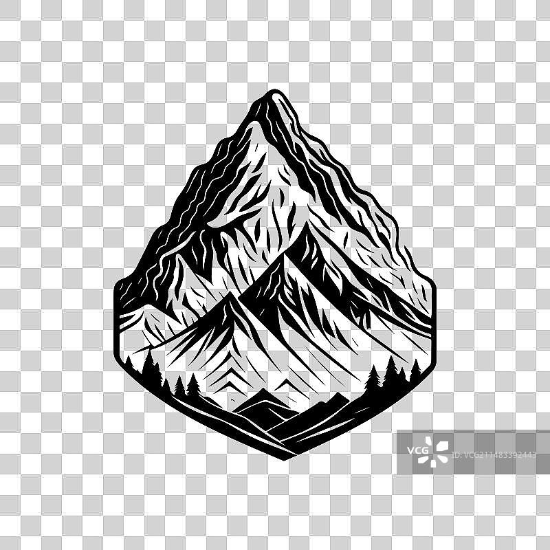 手绘黑色山峰自然标志图片素材