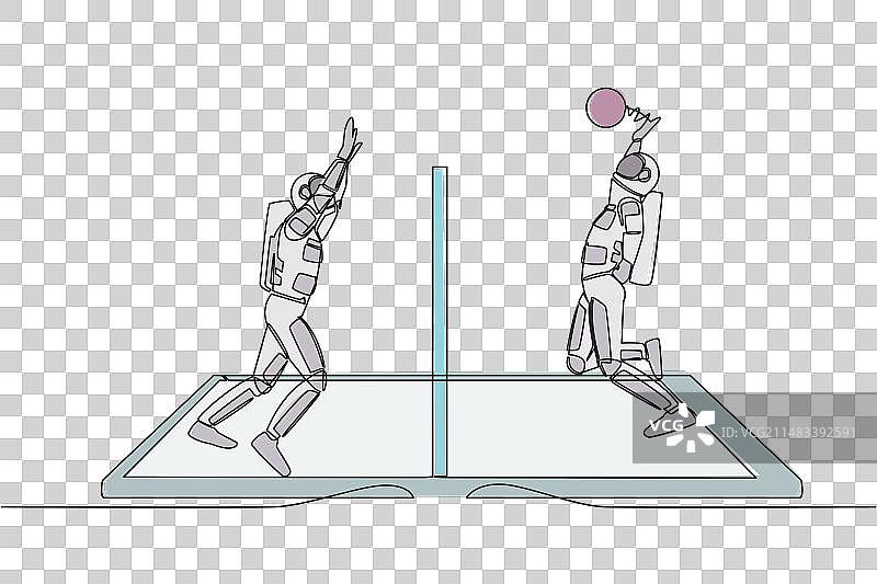 单线连续绘制排球场图片素材