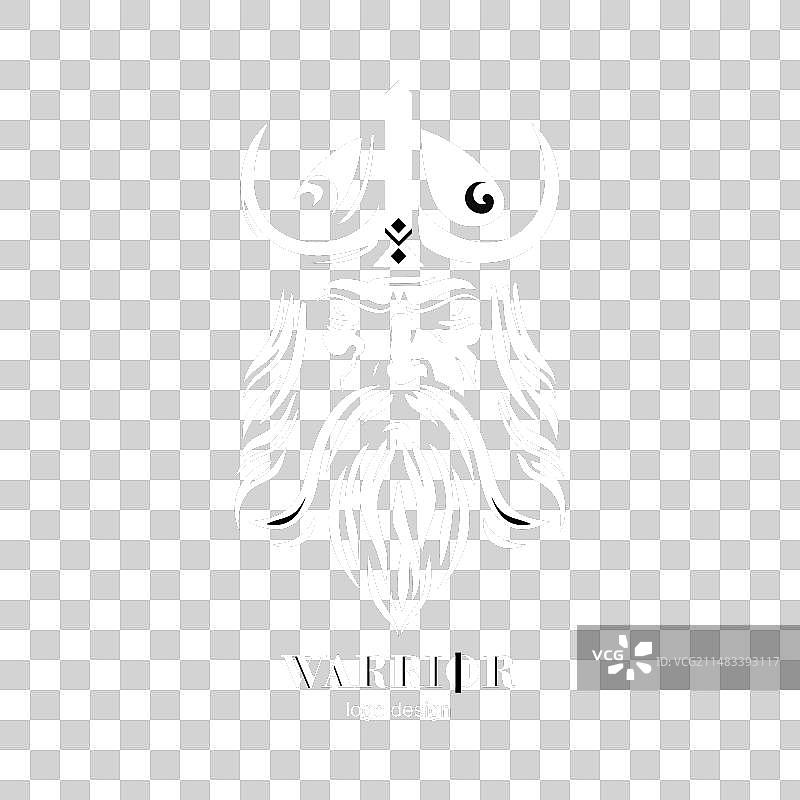 黑色背景上的黑白维京标志图片素材