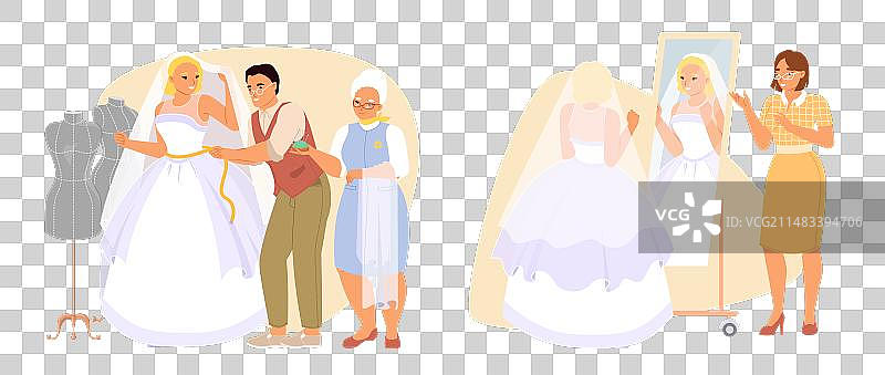 裁缝为新娘缝制婚纱图片素材