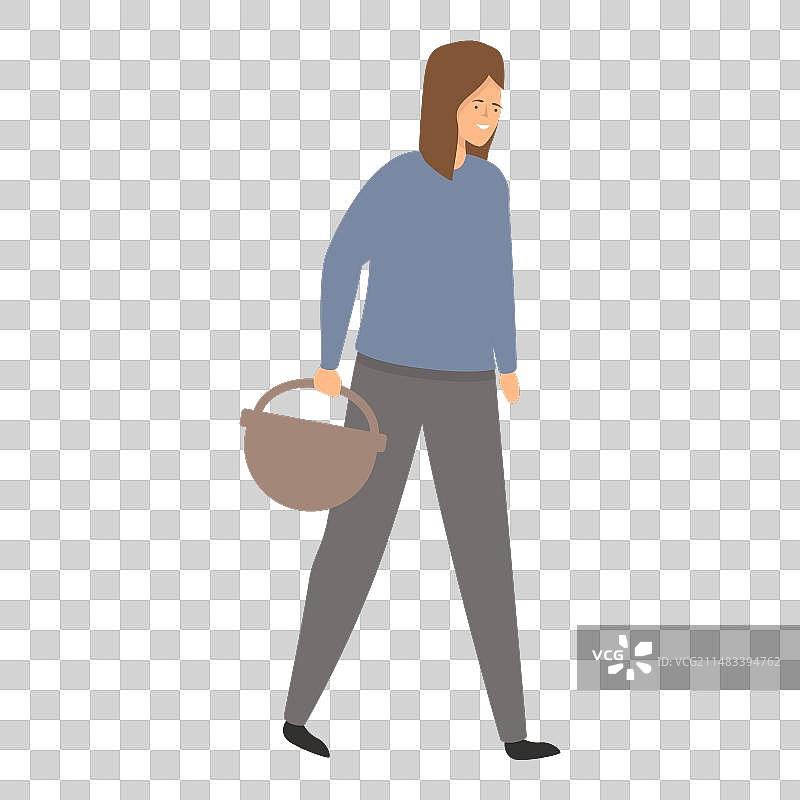 可爱的蘑菇采摘者卡通滑稽图标图片素材