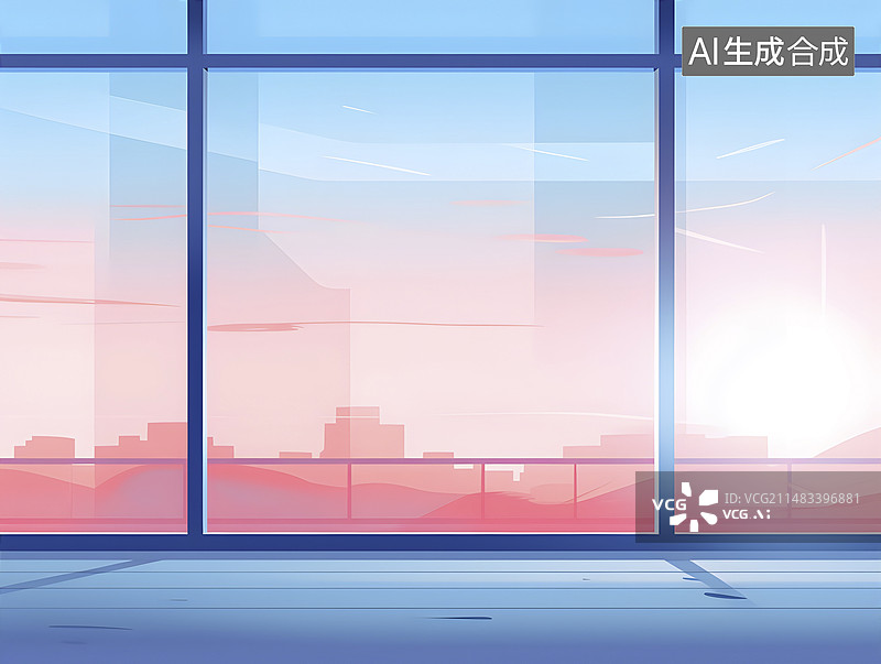 【AI数字艺术】落地玻璃窗展台背景设计图片素材