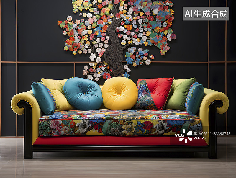 【AI数字艺术】中国风沙发C4D图片素材