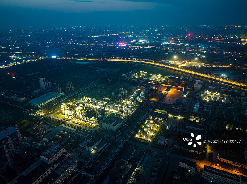 中国辽宁沈阳铁西区石蜡化工厂航拍图片素材