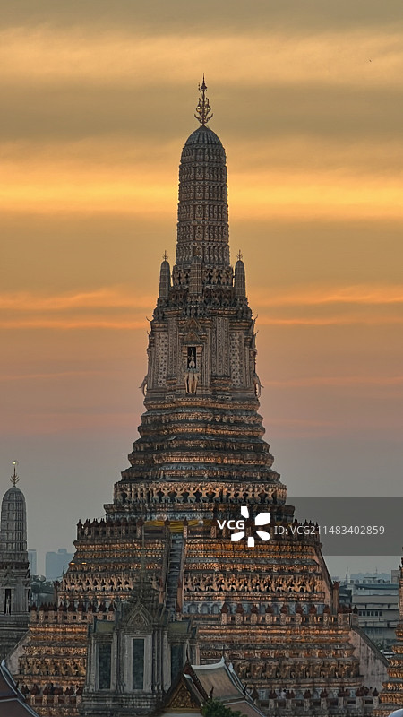 泰国 郑王庙的日落图片素材