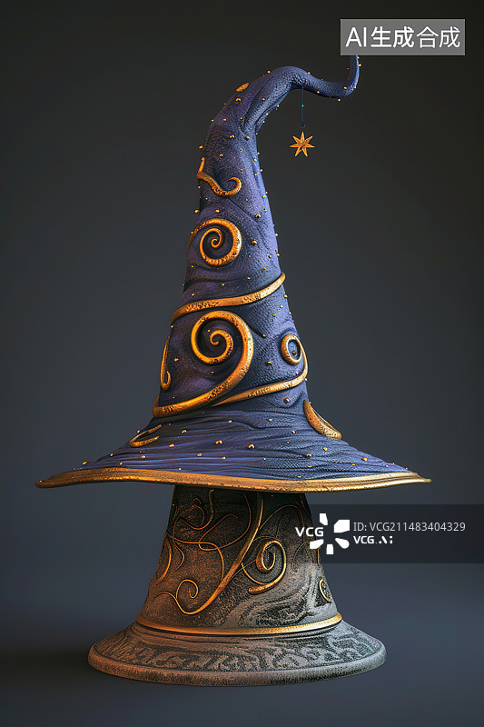 【AI数字艺术】黑色背景下桌子上的帽子特写镜头图片素材