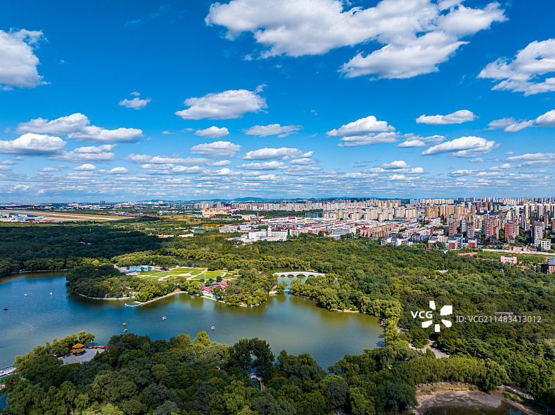 辽宁沈阳北陵公园城市风景航拍图片素材