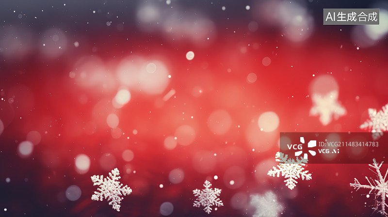 【AI数字艺术】降雪期间照亮的圣诞树特写镜头图片素材
