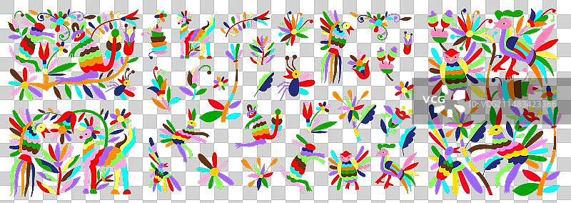 墨西哥传统奥托米风格刺绣图片素材