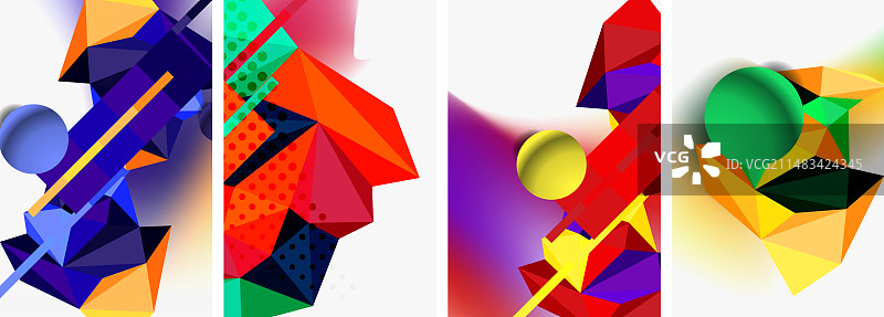三维球面和三维低多边形设计图片素材