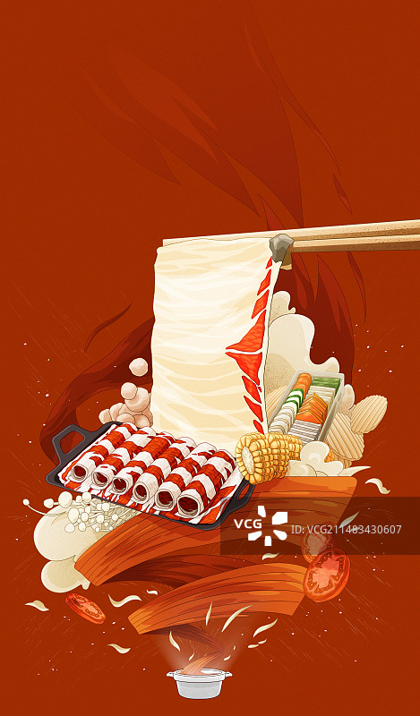 番茄火锅插画图片素材