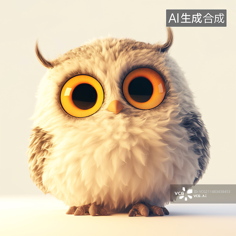 【AI数字艺术】一个3D卡通毛绒玩具猫头鹰图片素材