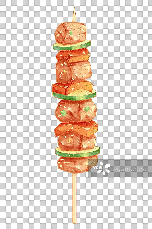烤肉串烧烤美食手绘插画元素图片素材