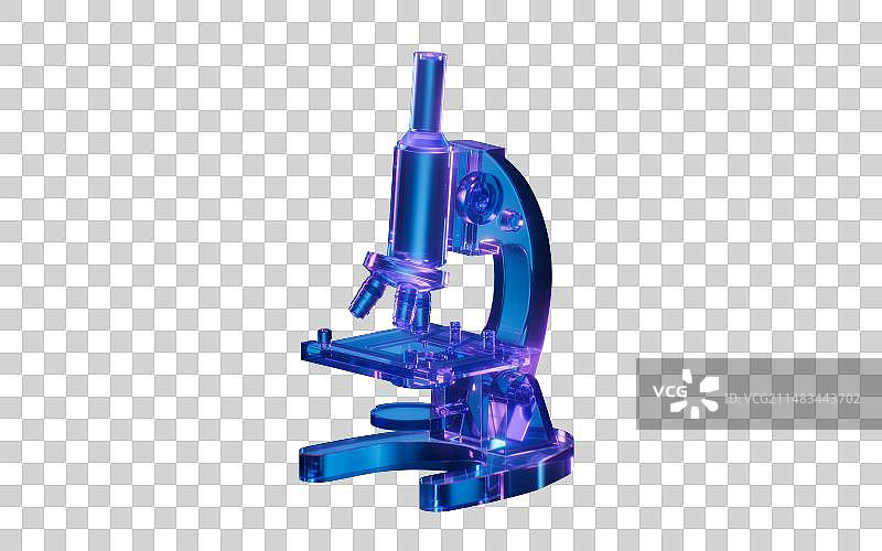 显微镜与霓虹灯光效果3D渲染图片素材