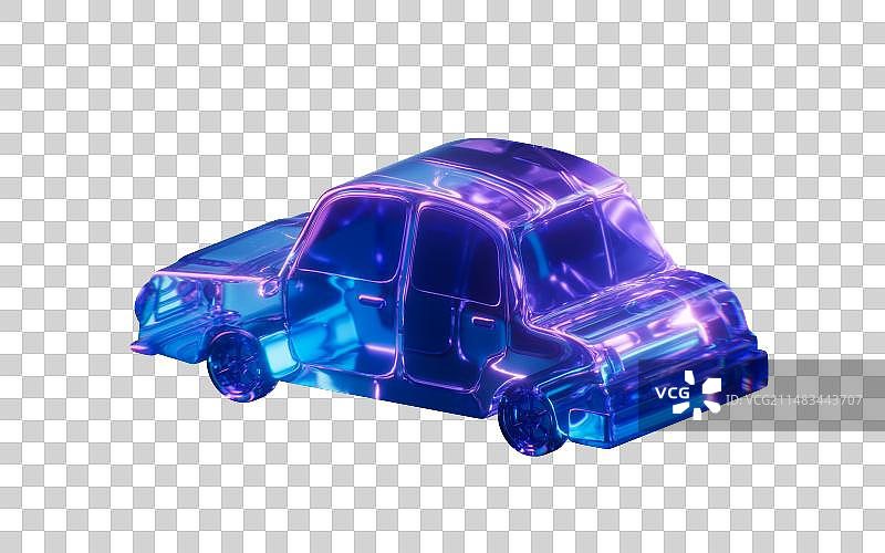 小汽车与霓虹灯光效果3D渲染图片素材