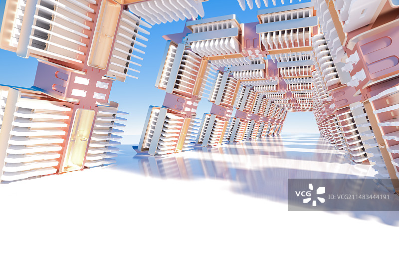 科技隧道空间背景3D渲染图片素材