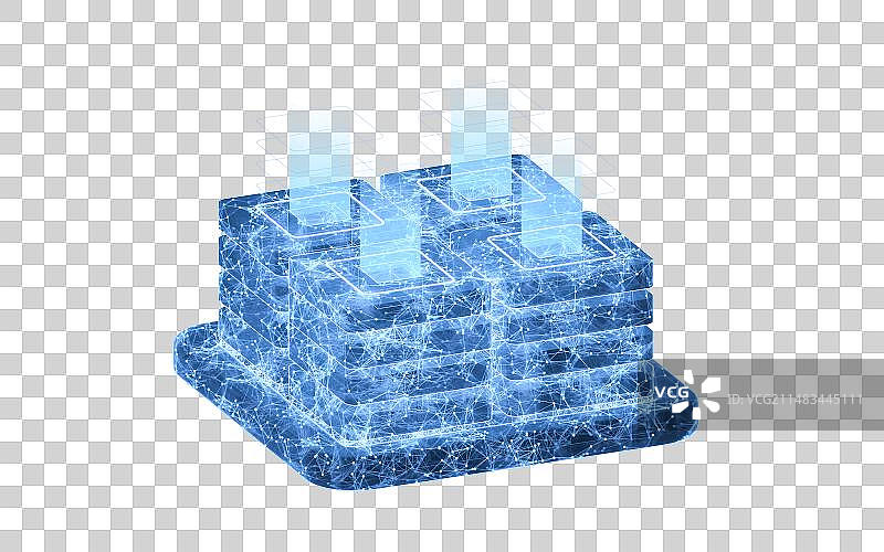 蓝色科技结构服务器主机3D渲染图片素材