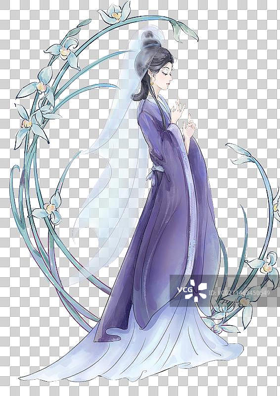 绘画金陵十二钗仕女图之妙玉图片素材