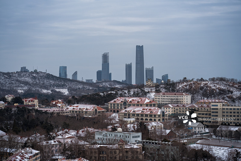 青岛市南老城区雪后风光图片素材