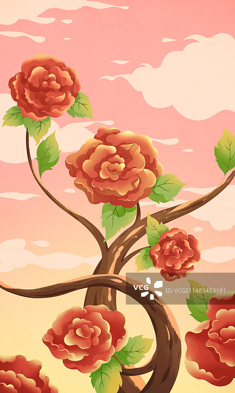 玫瑰花插画图片素材
