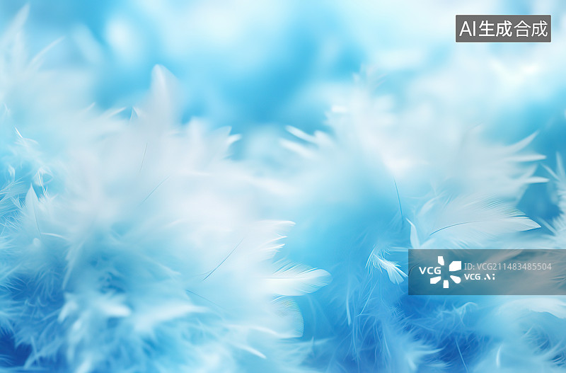 【AI数字艺术】蓝色背景下的蒲公英特写镜头图片素材