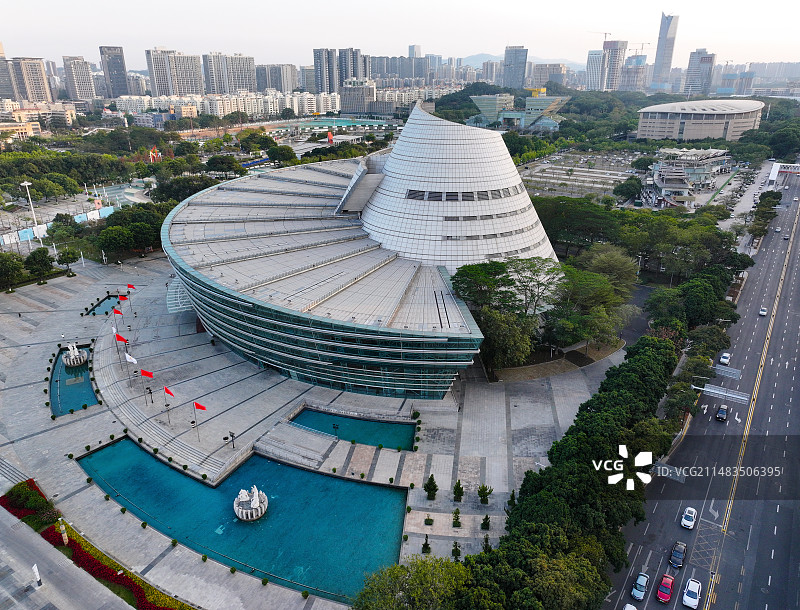 广东省东莞市人民政府中心广场航拍图片素材