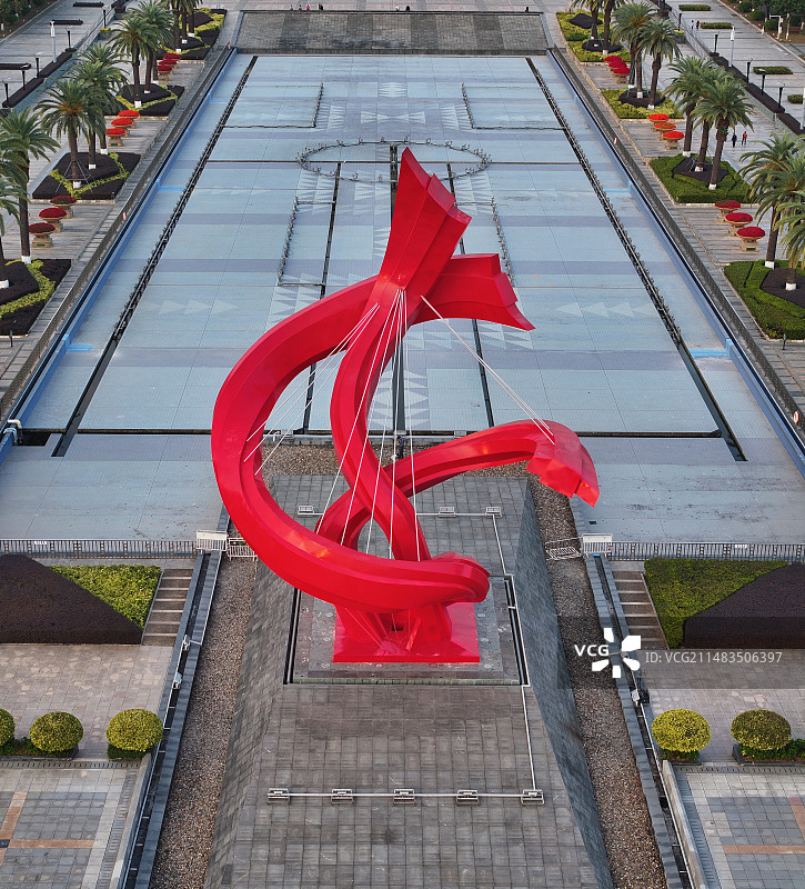 广东省东莞市人民政府中心广场航拍图片素材