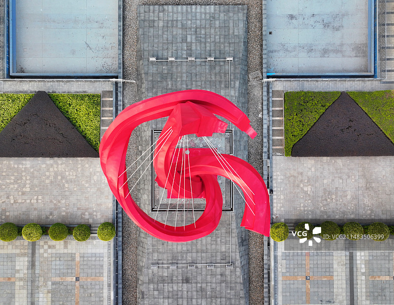 广东省东莞市人民政府中心广场航拍图片素材