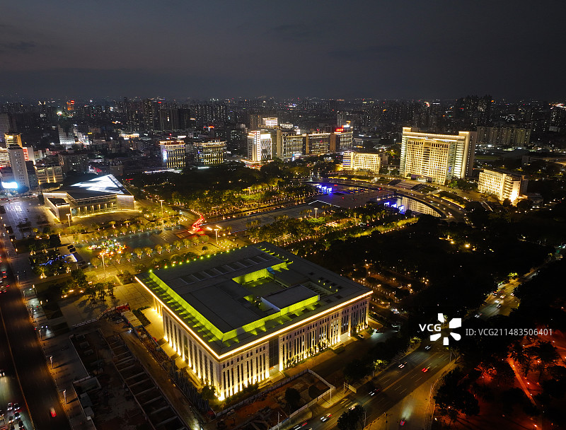 广东省东莞市人民政府中心广场航拍图片素材