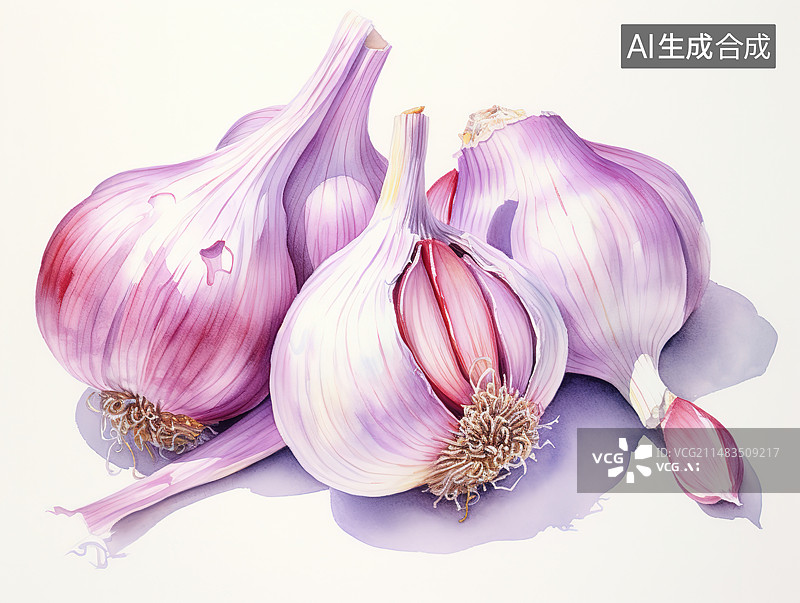 【AI数字艺术】白色背景上洋葱的高角度视图图片素材