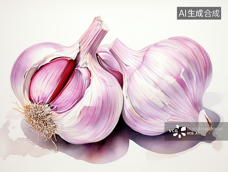 【AI数字艺术】白色背景上洋葱的高角度视图图片素材