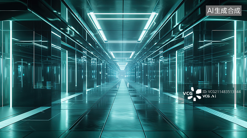 【AI数字艺术】现代建筑内部电梯间图片素材