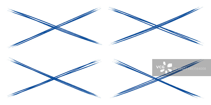 手绘Grunge风格深蓝色复古元素合集图片素材
