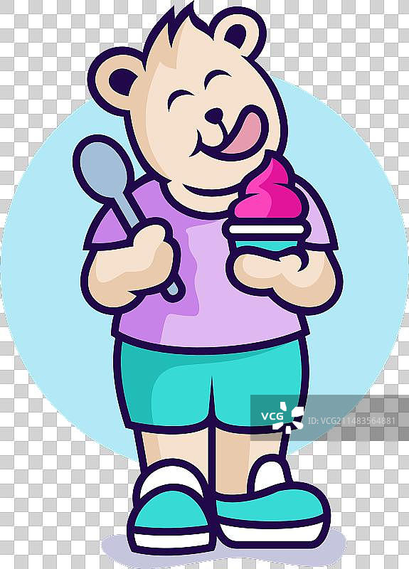 可爱小熊吃冰淇淋图片素材