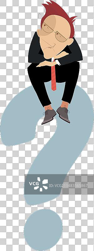 坐在问号上的思考商人图片素材