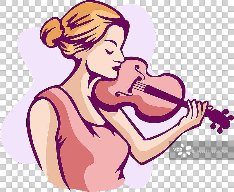 美丽女人和小提琴图片素材