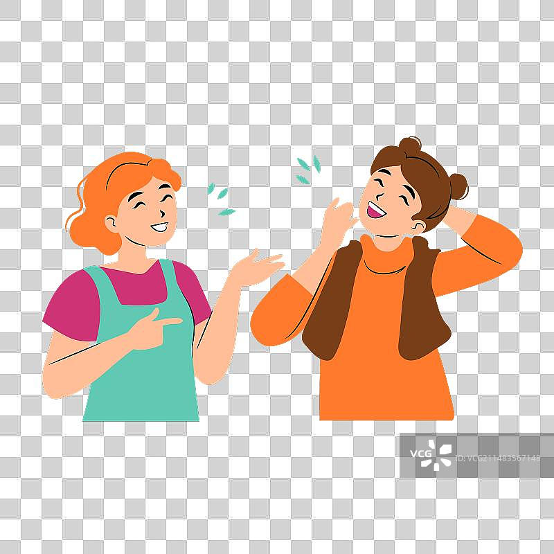 与朋友伙伴玩得开心的快乐女孩图片素材