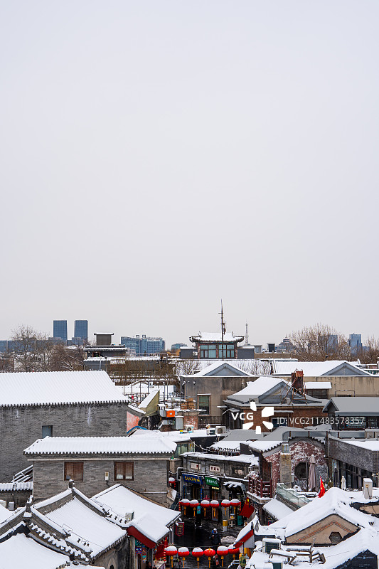 雪后的北京烟袋斜街图片素材