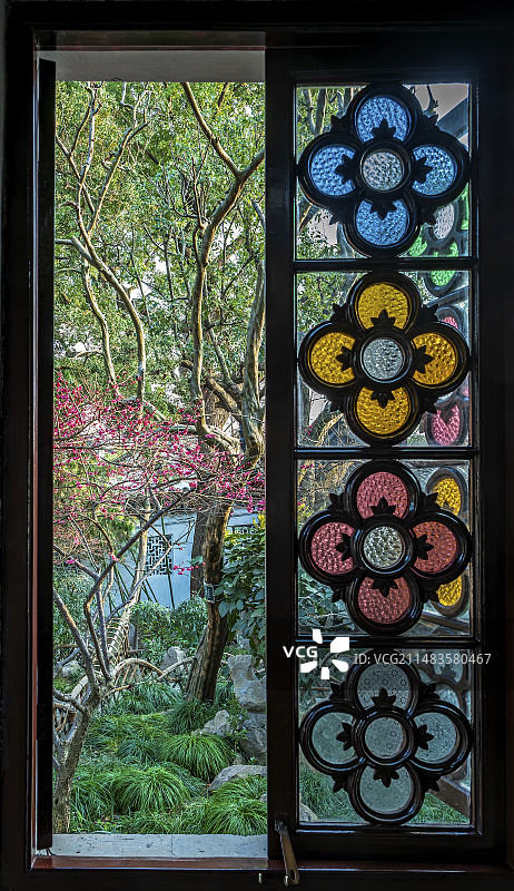 狮子林问梅阁花窗图片素材