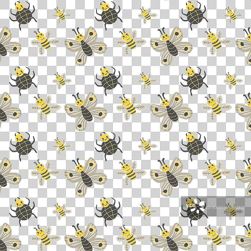 可爱的蝴蝶和蜘蛛飞行昆虫图案图片素材