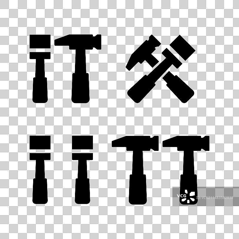 画笔和锤子图标（扁平风格）图片素材