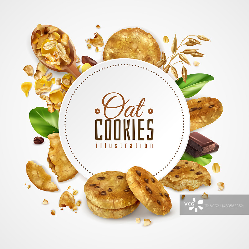 燕麦饼干边框写实图片素材