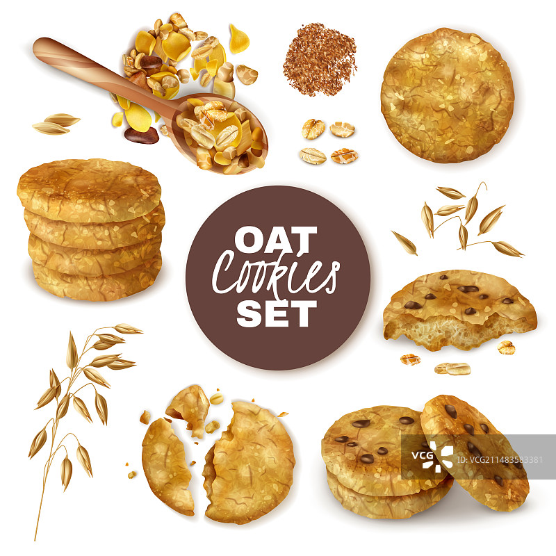 真实燕麦饼干合集图片素材